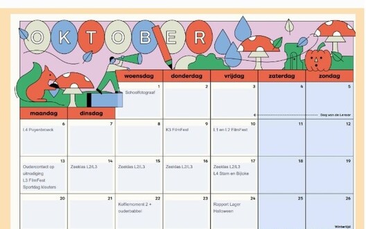 Maandkalender oktober 2025